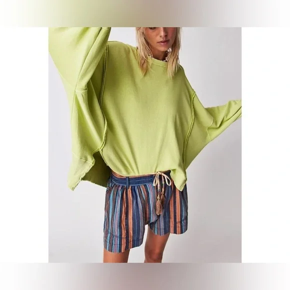 NWOT Free People We The Free Camden Sweatshirt - lightning bolt lime - XS - Picture 4 of 7